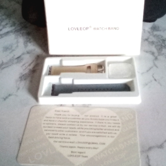 💜 LOVLEPOP Watch Band for Apple Smart Watch /38mm-40mm/beige & gray/silver NWT - Picture 1 of 6